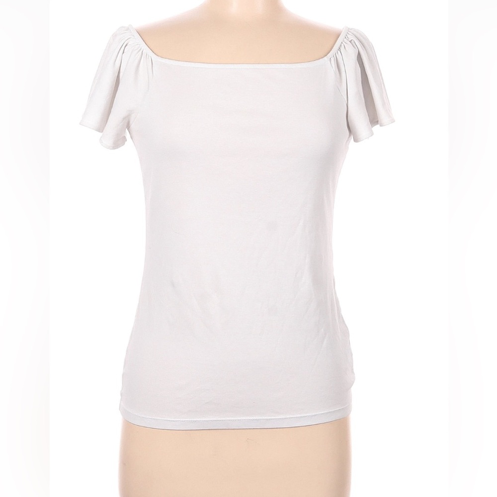 Lauren,Ralph Lauren  off the shoulder flutter sleeve white top